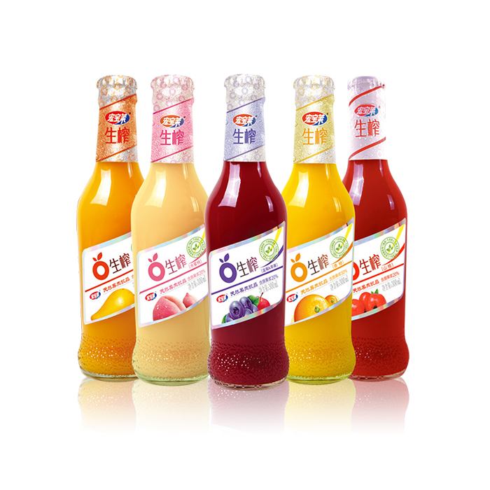 宏宝莱生榨天然果肉饮料300ml*10支 芒果蓝莓山楂香橙水蜜桃果汁饮品